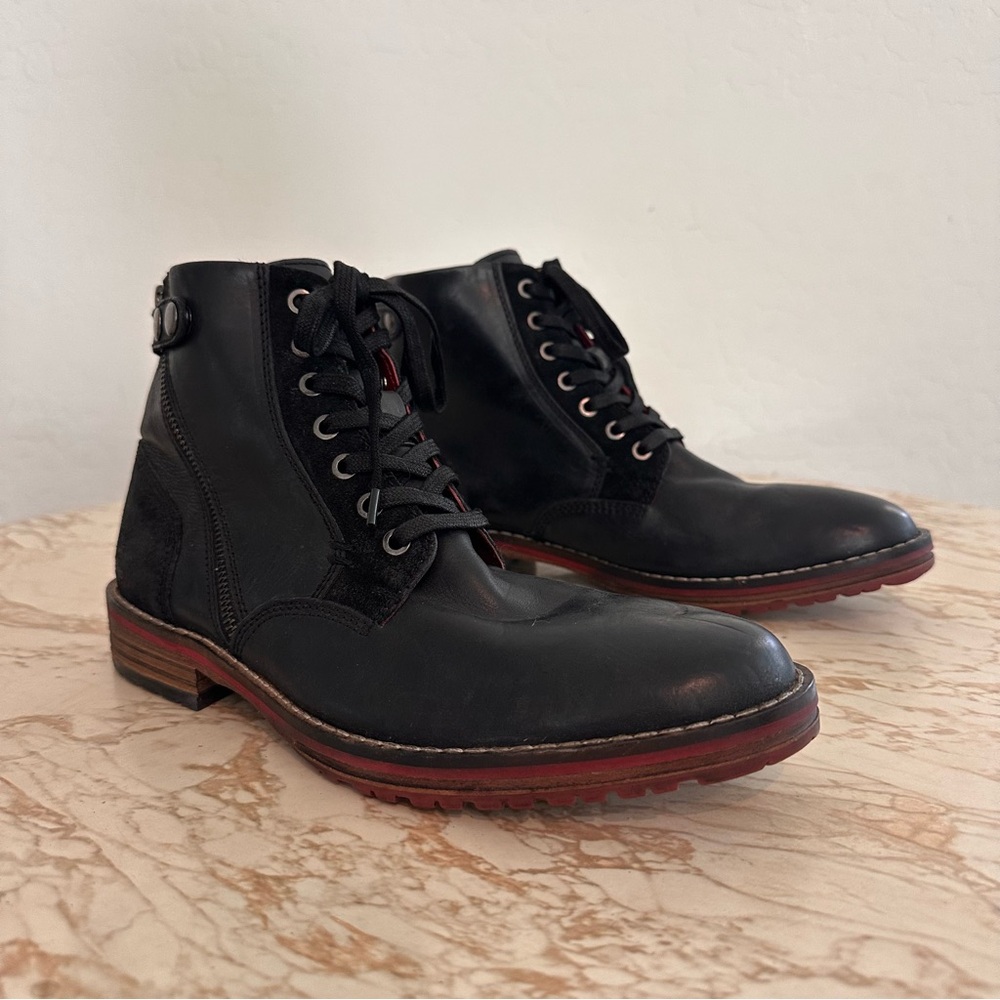 TESTOSTERONE’Ball of Fire’ Black Leather Upper Men's Ankle Boots size 41